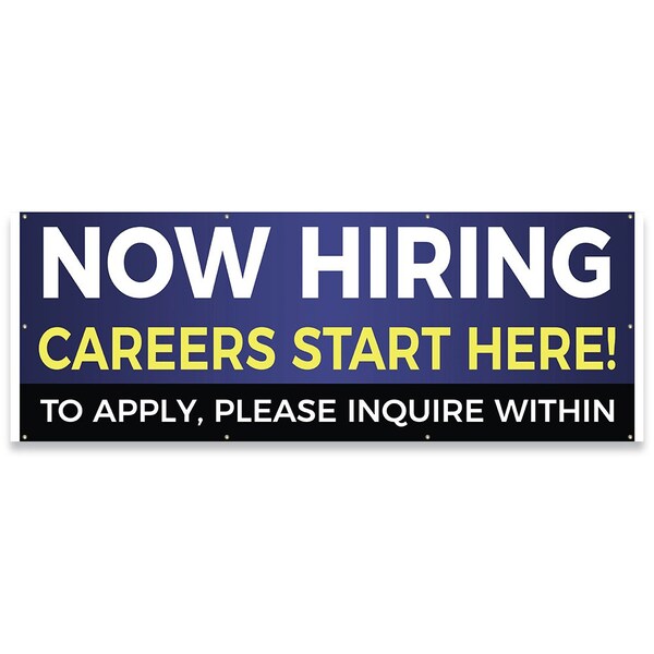 Signmission Now Hiring Careers Start Here Banner Concession Stand Food Truck Single Sided B-96-30111 - main